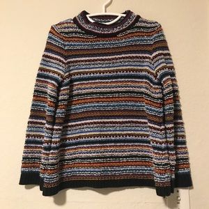 LOFT 210 Multicolor Striped Mock Neck Sweater (L)